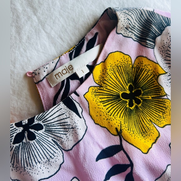 NWOT Maje Floral Asymmetrical One-Shoulder Midi Dress - Picture 6 of 9